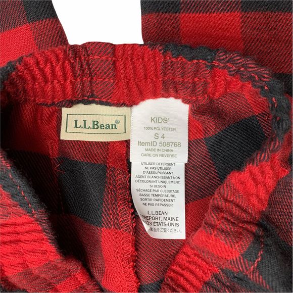 LL Bean Kids Pajamas Set Size 4 Graphic Printed top Plaid Flannel Pants NWT - Picture 10 of 11